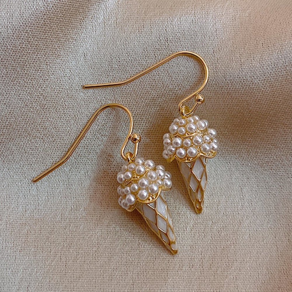 Ice Cream Cone Pearl Earrings - Picture 4 of 5